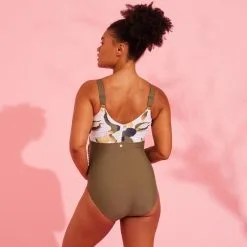 Nabaiji Bañador Premamá Aquagym/Natación Aya Mujer Caqui Blanco -CAMINAR comercio baador premama aquagymnatacion aya mujer caqui blanco 3