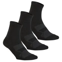Calcetines Caminar Newfeel Adulto WS 100 Mid Negro (lote De 3 Pares)