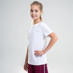 Decathlon Camiseta Atletismo AT 100 Niños Blanco Mangas Cortas Transpirable -CAMINAR comercio camiseta atletismo at 100 nios blanco mangas cortas transpirable 2
