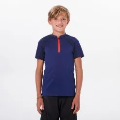 Camiseta De Montaña Y Trekking Con Cremallera Niños 7-15 Años Quechua MH550 Azul