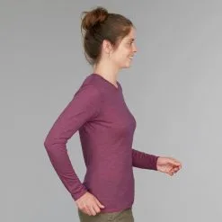 Forclaz Camiseta De Montaña Y Trekking Lana Merina Mujer Travel 100 Gris -CAMINAR comercio camiseta de montaa y trekking lana merina mujer travel 100 granate