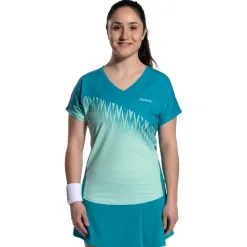 KUIKMA Camiseta De Pádel Manga Corta Transpirable Mujer 500 Azul Coral -CAMINAR comercio camiseta de padel manga corta transpirable mujer 500 turquesa