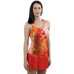 Camiseta De Padel Sin Mangas Drop Shot Maira Mujer 2023 Naranja Estampado -CAMINAR comercio camiseta de padel sin mangas drop shot maira mujer 2023 naranja estampado 2