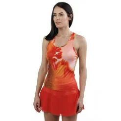 Camiseta De Padel Sin Mangas Drop Shot Maira Mujer 2023 Naranja Estampado