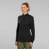 Camiseta Montaña Y Trekking Lana Merina Mujer Forclaz Trek 500 Negro