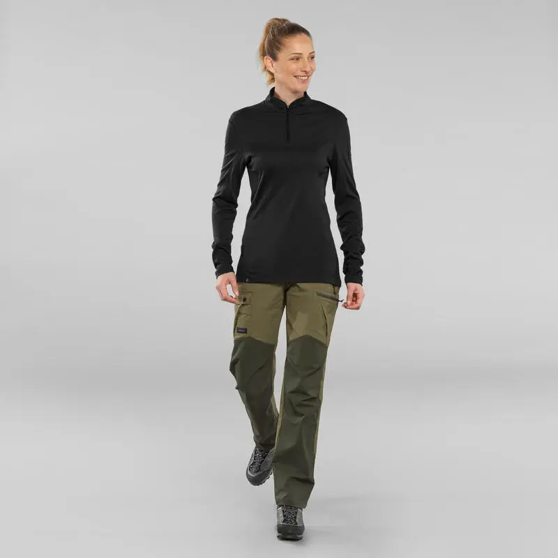 Camiseta Montaña Y Trekking Lana Merina Mujer Forclaz Trek 500 Negro 3 Camiseta Montaña Y Trekking Lana Merina Mujer Forclaz Trek 500 Negro - Imagen 3