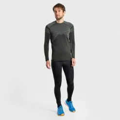 EVADICT CAMISETA SIN COSTURAS CONFORT MANGA LARGA TRAIL RUNNING HOMBRE NEGRO CAQUI -CAMINAR comercio camiseta sin costuras confort manga larga trail running hombre negro caqui 4