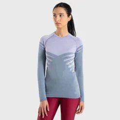 EVADICT CAMISETA SIN COSTURAS CONFORT MANGA LARGA TRAIL RUNNING MUJER AZUL LILA -CAMINAR comercio camiseta sin costuras confort manga larga trail running mujer azul lila 3