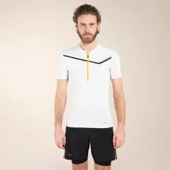 CAMINAR comercio -CAMINAR comercio camiseta trail running hombre blanco manga corta cremallera 1