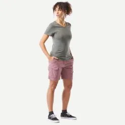 Pantalón Corto De Montaña Y Trekking Algodón Mujer Forclaz Travel 100 -CAMINAR comercio pantalon corto de montaa y trekking algodon mujer forclaz travel 100 2