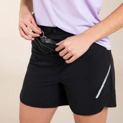 EVADICT Pantalón Corto Trail Running Holgado Mujer Negro -CAMINAR comercio pantalon corto trail running holgado mujer negro 3