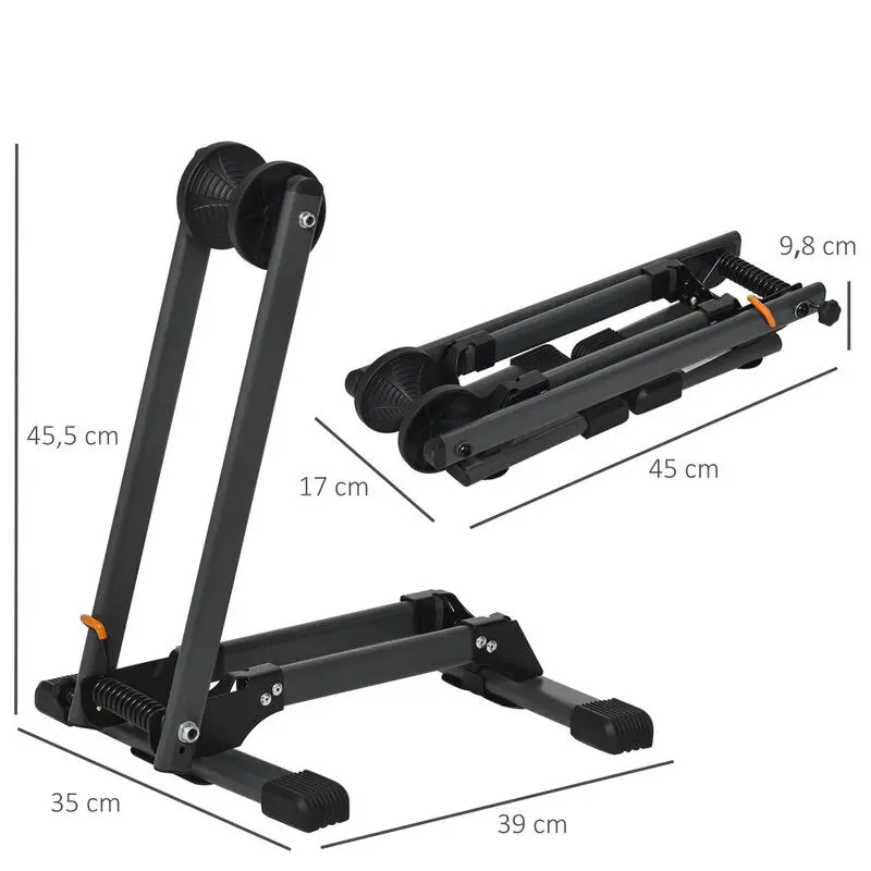 Soporte Para Bicicleta HOMCOM Negro 39x35x45,5 Cm Metal Nylon 3 Soporte Para Bicicleta HOMCOM Negro 39x35x45,5 Cm Metal Nylon - Imagen 3